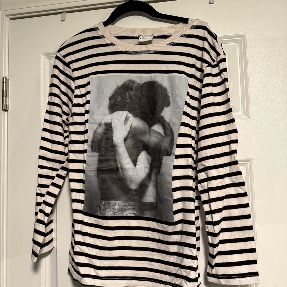 Zara Black and White Striped Shirt